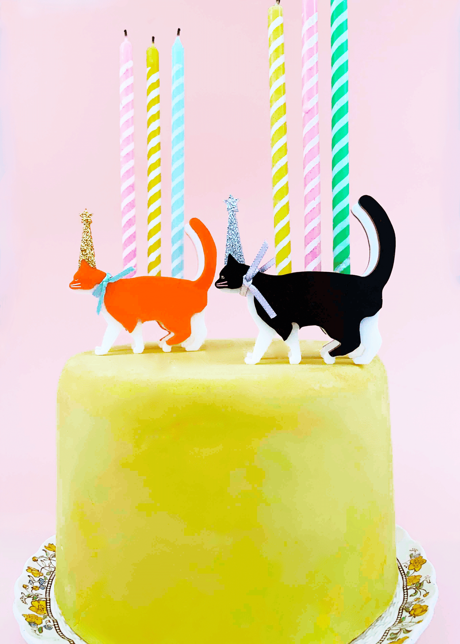 Vintage Halloween Orange and Black Cat Cake Cupcake Decoration - Ruby Lane
