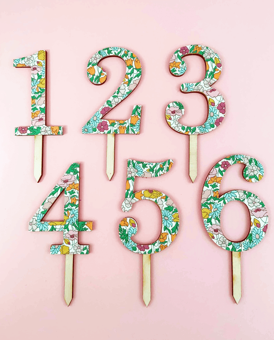 Liberty of London Numbers Cake Topper (Poppy Forest)