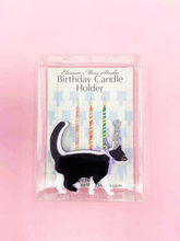 Cat Birthday Candle Holder (Black and White)
