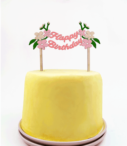 Happy Birthday to  you Garland  Cake Topper (Coral/DK Green)