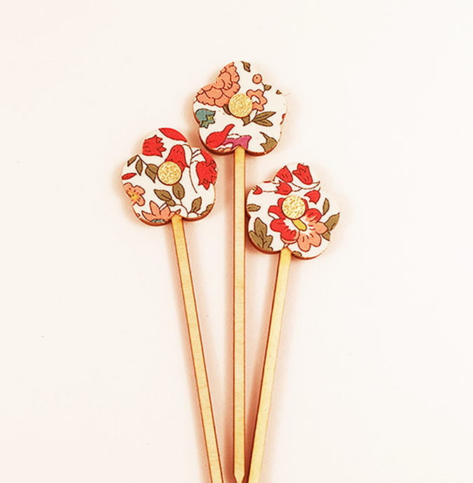 Flowers Danjo Liberty of London Set of 3 Cake Toppers