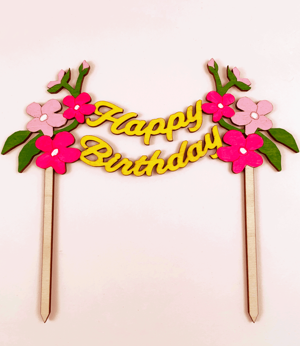 Happy Birthday to  you Garland  Cake Topper (Fushia)