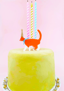 Cat Birthday Candle Holder (Orange and White)