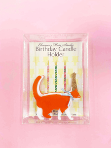 Cat Birthday Candle Holder (Orange and White)