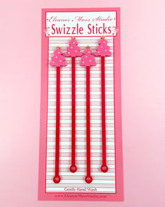 Pinkmas Tree Swizzle Sticks