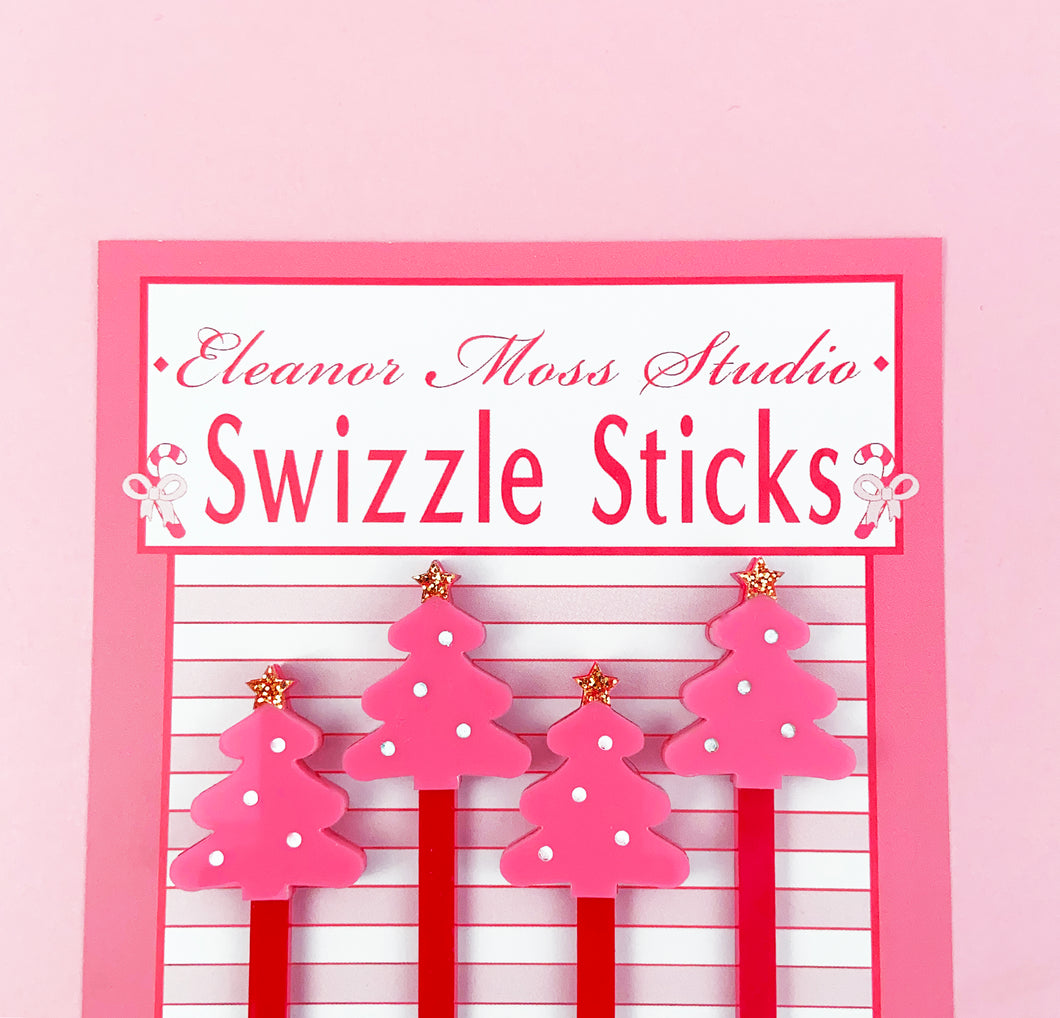 Pinkmas Tree Swizzle Sticks