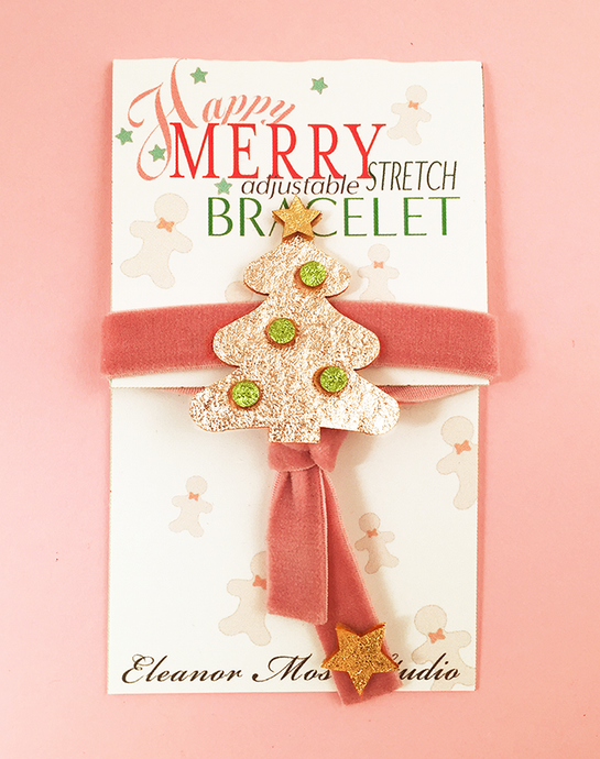 Happy Merry White Gold Tree Holiday Bracelet
